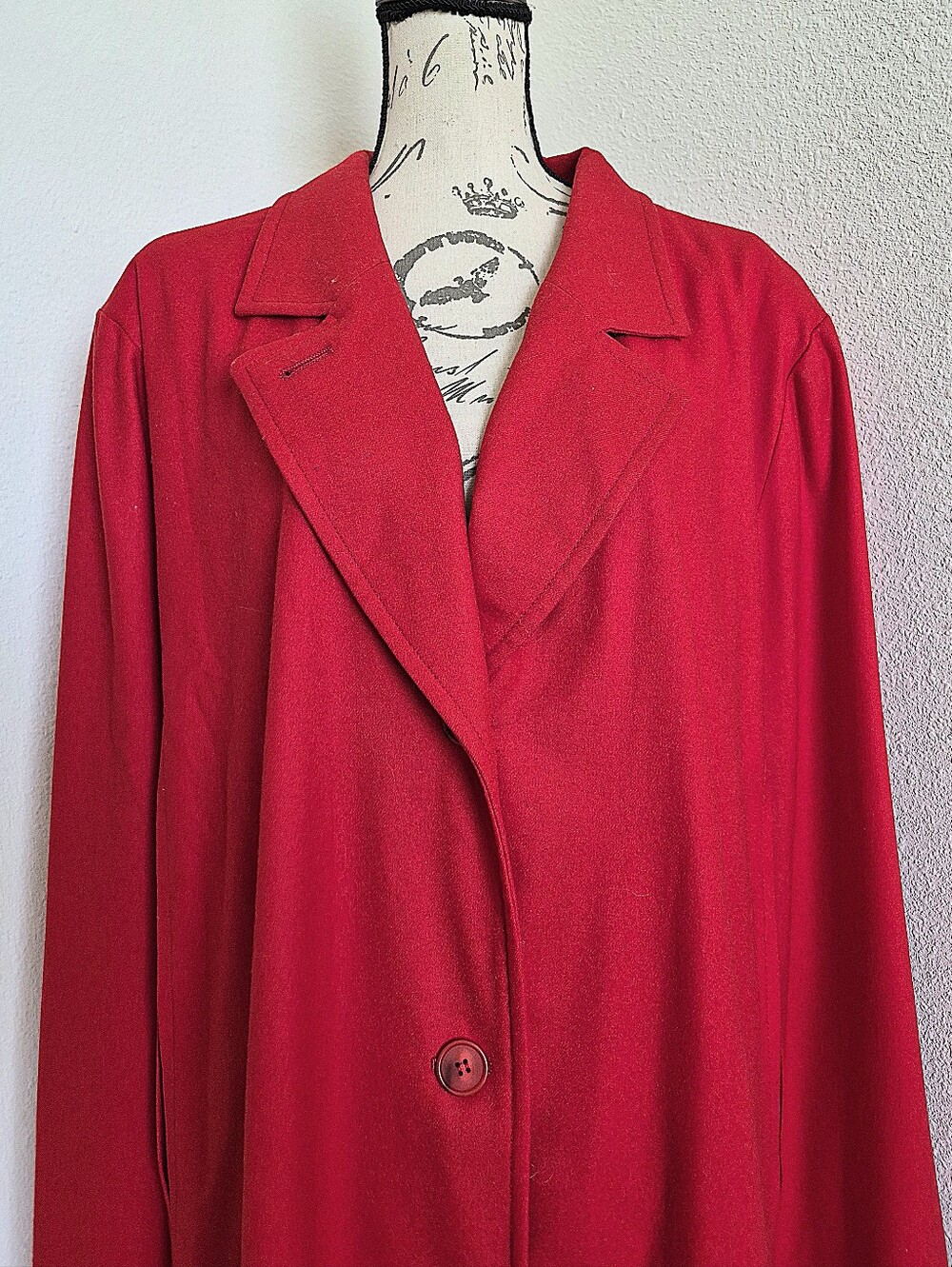 SOLD Vintage Pendleton Red Long 100% Wool Cape Coat Size L Button USA Classic - Picture 6 of 17